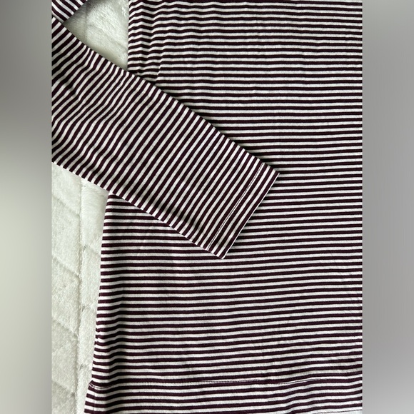 NWT Loft | Long Sleeve Striped Tee | Burgundy and White | Size Medium - Picture 7 of 10